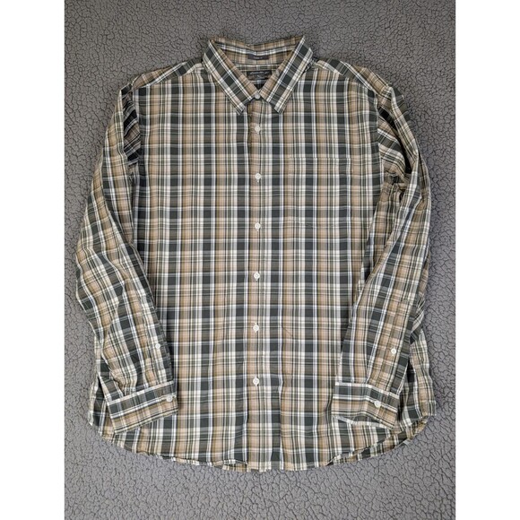 Eddie Bauer Classic Fit Shirt Mens XL Green Plaid Button Up Long Sleeve Outdoor - Picture 1 of 10